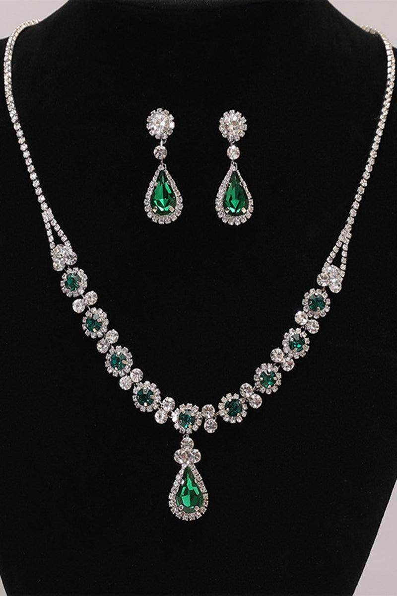 Alloy Rhinestone Necklace Earrings Jewelry 833119530382 - COCOMELODY